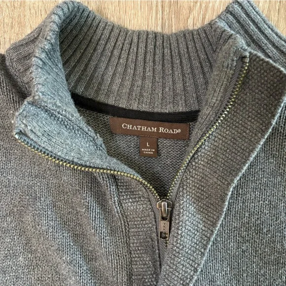 Chatham Road Men’s L Gray 1/4 Zip Pullover Sweater - Picture 2 of 7